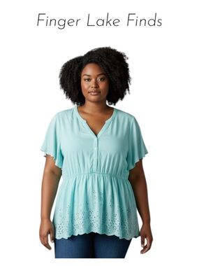 Torrid Women's V Neck Aqua Top, 3